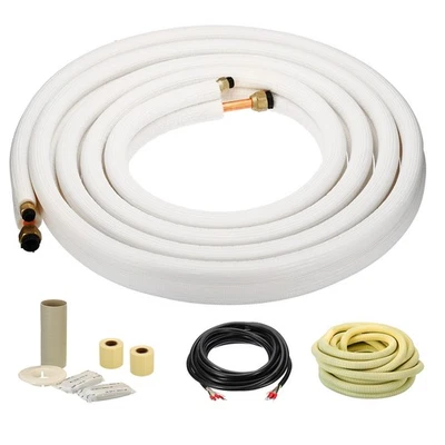 Mini Split Line Set 16 Ft 1/4" 1/2" PE Thickened Copper Tubing Pipe Extension
