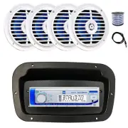 Dual Marine Radio, Spa Bezel,Adapter, Antenna,Wire, 4x 5.25'' 100W White Speaker