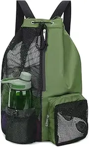[BEANPRECOY] Drawstring Gym Bags with Zipper Pocket, Sport Swimming Storage Bag, Beach Bag for Swimming Gym Drawstring Backpack, Folding Into Pouch Boxing Equipment