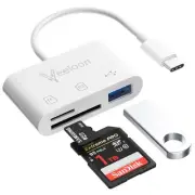 3-in-1 SD Card Reader for iPhone iPad with USB Camera Adapter, Trail Game Cam...