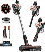 WhirlVac Cordless Vacuum Cleaner, 550W/45KPA Self-Standing Vacuum Cleaners for Home, Stick Vacuum with Rechargeable Battery, Handheld Vacuum for Pet Hair/Carpet/Floor, 80 Mins Runtime
