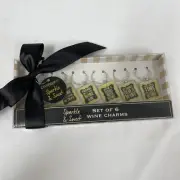 Wine Charms VIN Markers set of 6 Sophisticated Sparkle New in Box Wine Lingo
