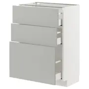 METOD / MAXIMERA base cabinet with 3 drawers, white/Havstorp light grey, 60x37x80 cm