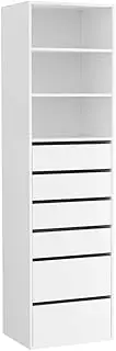 Artiss Chest of Drawers with 6 Drawer, Dresser Tallboy Storage Cabinet Board Side Tables, Floor Stand Nightstand Cabinets, Bedroom Living Room Home Furniture White