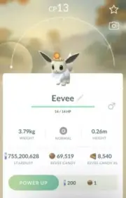 ✨ Shiny Sun Crown Eevee ✨ Pokemon Go Registered Only ✅