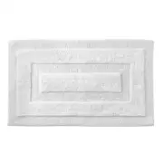 20 In. X 34 In. White Textured Border Cotton Machine Washable Bath Mat