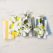 Cucina Stripe Napkin 6 Pack - White, 100% Cotton