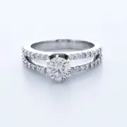 1 1/4 Carat F SI1 Round Cut Earth Mined Certified Diamonds 18k Gold Accent Ring