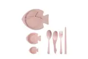 2Set Cartoon Children's Dinner Set Wheat Straw Creative Cartoon Tableware Baby Dish Tray Breakfast Tray Addition Fork and Spoon