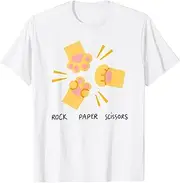 [X.Style] Funny Cat Rock Paper Scissors Cute Cat Paws Kids Toddler Boy ds440 T-Shirt (M) White