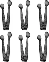 SiaBiced 6 Mini Sugar Tongs, Serving Tongs, Portable Kitchen Ice Tongs, for Desserts, Buffets, Cafes, Etc, Black