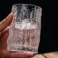 在飛比找ETMall東森購物網優惠-韓國ins風創意樹皮紋玻璃水杯森系加厚個性家用簡約果汁牛奶杯