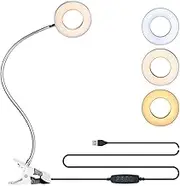 Bekada LED Desk Light with Clamp - USB Laptop Light for Zoom Video Conferencing, 3 Color & 10 Dimming Levels (Silvery)