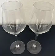 Chandon Champagne - Branded Lehmonn Wine, Champagne Set of 2 Glasses 8.75"x2.25"