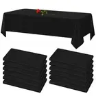 12 Pack Black Tablecloths for Rectangle Tables Stain and Wrinkle Resistant Wa...