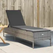vidaXL Sun Lounger with Cushion Grey Poly Rattan