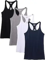 [Kalon] Women's 4-Pack Racerback Shelf Bra Camisole Base Layer