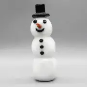 ZUNI FETISH-WHITE MARBLE & JET SNOWMAN FETISH-MIKE TUCSON-NATIVE AMERICAN