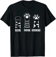 [X.Style] Funny Cat Rock Paper Scissors Cute Cat Paws Kids Toddler ds439 T-Shirt (XL) Black