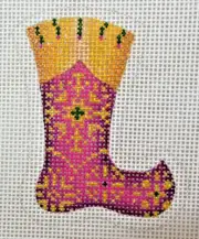 Hand-painted Needlepoint Canvas, Whimsical Christmas Stocking (purple), 18", NEW