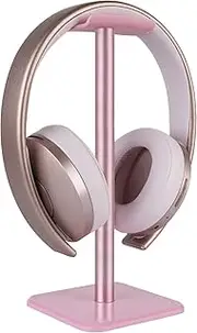 Geekria Aluminum Alloy Headphone Stand for Over-Ear Headphones, Gaming Headset Holder, Desk Display Hanger with Solid Heavy Base Compatible with Beats SoloPro, Bose QC35 (Pink)