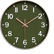 Wall Clocks Battery Operated, 12” Large Wall Clock for Living Room Bedroom Classroom Decor, Kitchen Clock, Modern Wall Clock, Non-Ticking Silent Clock (Vintage Green)
