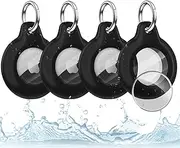 Waterproof Airtag Holder with Keychain,(4 Pack) Air Tag Case Compatible with Apple AirTag,TPU+PC Material,Anti-Scratch Case with Snap Keyring for Luggage,Pets,Car Keys,Bags, Valuables and More