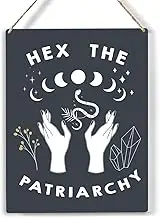 Feminist Witch Wood Sign Moon Empowered Woman Feminist Witch Wooden Signs Rustic Hanging Plaque Wall Art "8 x 10" Sign Wall Decor for Halloween Home