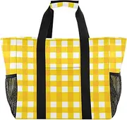[sanluoli] Tote Bags For Women Collapsable Beach Bag Tote Water Resistant Canvas Laundry Totes, Valentine Plaids Checkered Safari, 1 size