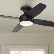 52" Casa Vieja Modern Indoor Hugger Ceiling Fan with LED Light Remote Black Home