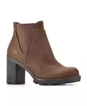 White Mountain Women's Basil Stacked Block Heel Booties - 11 - Brown