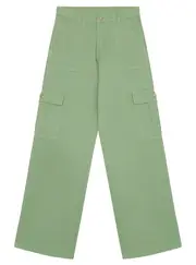 GUESS Girl's Green Twill Cargo Pants Size: 12, Cotton