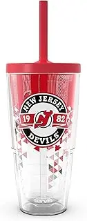 Tervis NHL New Jersey Devils - Shatter Made in USA Double Walled Insulated Tumbler Travel Cup Keeps Drinks Cold & Hot, 24oz with Straw Lid, Classic