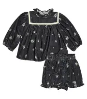 [C'era Una Volta] C'era Una Volta Baby Ayame corduroy top and bloomers set M 24 black