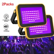2X 40W UV Party Stage Halloween Light LED Blacklight Floodlight USB Rechargeable