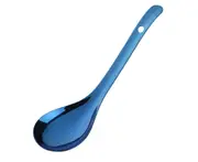 Soup Spoon Food Grade Rust-proof Stainless Steel Thickening Soup Ladle Rice Spoon Cookware Utensil for Home-Blue