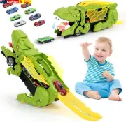 Dinosaur Truck Toy for Kids, Transforms into Triceratops with Race Track Set, Ci