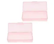 Empty Multifunctional Rectangular Storage Box - Nail Jewelry Storage Box Polished Manicure Toolbox-Pink
