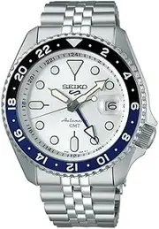 Seiko SSK033K1 5 Sports Automatic GMT Watch, silver, bracelet