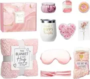Sympathy Basket for Women - Self-Care Basket for Women Birthday,Luxury Wellness Box with Flannel Blanket for Mom Her Friends Sister Wife