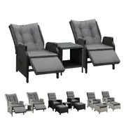 Livsip Recliner Chairs Outdoor Sun Lounge Wicker Sofa Patio Furniture Setting