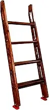 Wooden Bunk Bed Ladder Travel Trailer Double Bed Ladder with 2 Hooks and Foot Caps Ladder(4Steps-125cm)