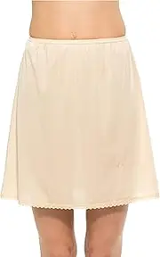 [Gemsli] Classica, Nylon Half Slip with Tiny Lace, Cling Free # HK300