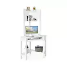 Corner Computer Desk With Hutch For Study And Writing White