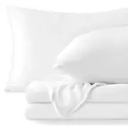 Flannel Sheets King Size Bright White - Super Soft Fleece Sheets Set Fluffy