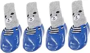 BELLIFFY 4pcs Slip Dog Socks for Outdoor Activities Cartoon Pattern Pet Socks Lightweight and Soft for Walking and Hiking