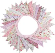 10M/32Ft Triangle Bunting Banner, 36 Pcs Cotton Fabric Flags Pennant Garlands fo