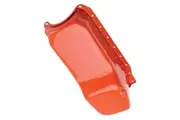 RTS Oil Pan Sump, Steel, OEM Style Chev Orange, SB Chev, 1-Piece Rear Main, Each