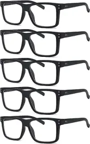 5-Pack Oversized Reading Glasses Square Large Frame Readers for Men and Women -