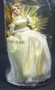 Angel Christmas Tree Topper Golden With Ceramic Head